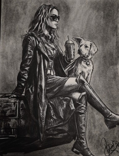 Supergirl and krypto charcoal - supergirl,